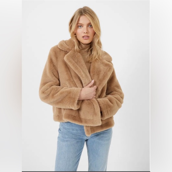 French Connection Camel Teddy Jacket, NWT, Vegan Fur Coat, XS - Picture 5 of 13